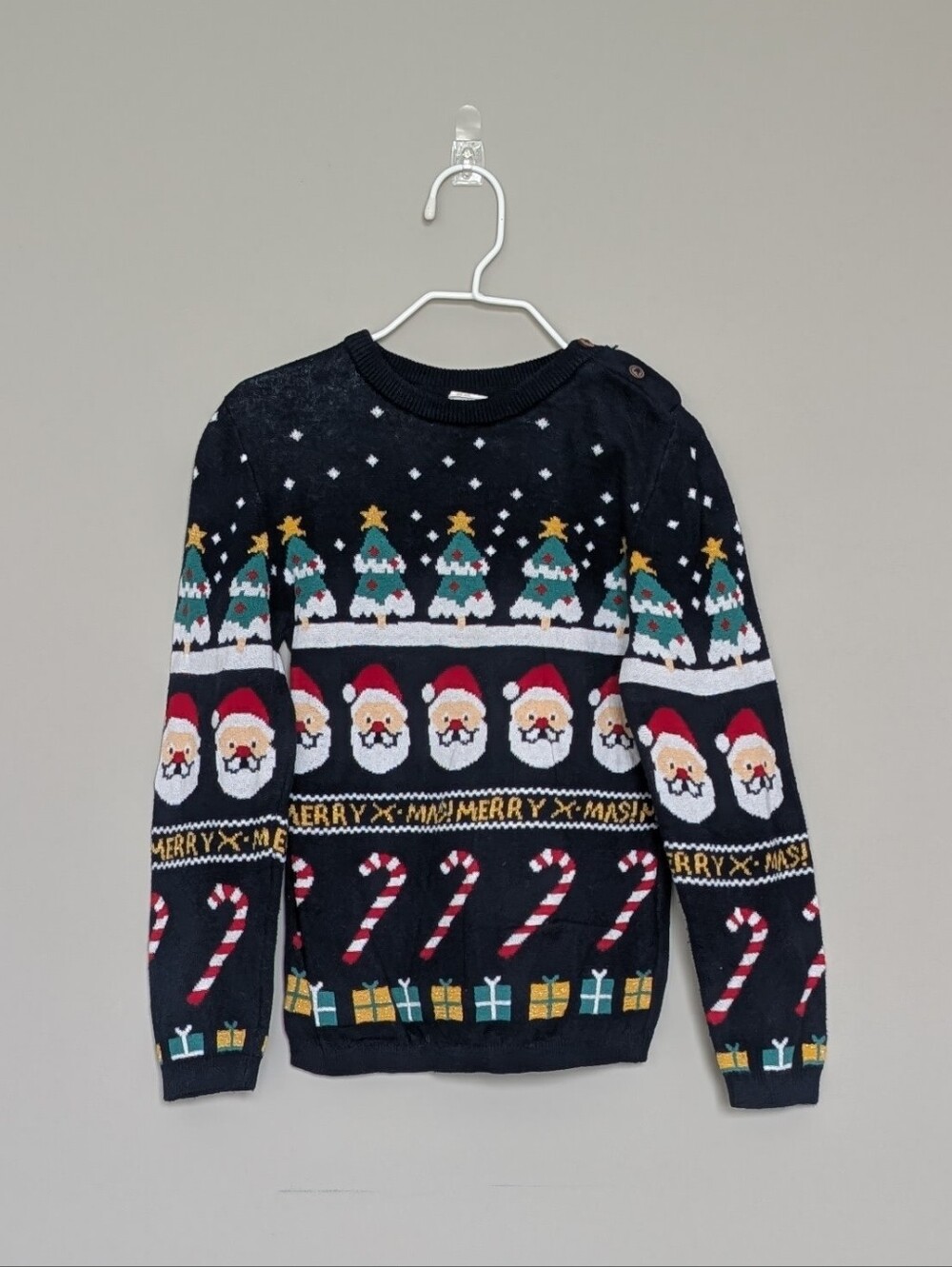 H&M Navy Holiday Christmas Crewneck Sweater Size 4